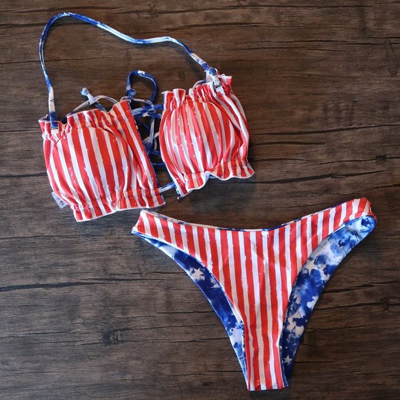 Stars and Stripes American Flag Bikini (NWOT) - Picture 3 of 5